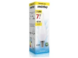 Лампа светодиодная SMARTBUY C37 7Вт 220V 3000K E14 (свеча на ветру, матовая, теплый свет) (1/10/50)