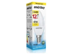 Лампа светодиодная SMARTBUY C37 12Вт 3000K E14 (теплый свет) (1/10/100)