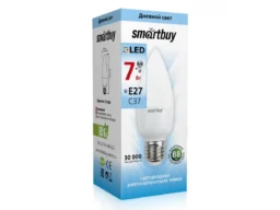 Лампа светодиодная SMARTBUY C37 7Вт 220V 4000K E27 (свеча, нейтральный свет) (1/10/50)
