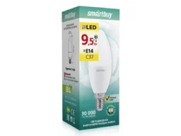 Лампа светодиодная SMARTBUY C37 9,5Вт 3000K E14 (свеча, теплый свет)