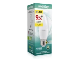 Лампа светодиодная SMARTBUY C37 9,5Вт 3000K E27 (свеча, теплый свет)