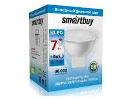 Лампа светодиодная SMARTBUY GU5.3 (MR16) 7Вт 220V 6000K (холодный свет) (1/10/50)