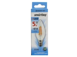 Лампа светодиодная SMARTBUY филамент C37 5Вт 220V 4000K E14 (свеча, нейтральный свет) (1/10/50)