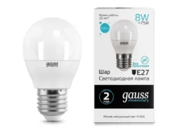 Лампа светодиодная GAUSS Elementary Globe 8W E27 4100K 1/10/100