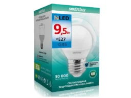 Лампа светодиодная SMARTBUY G45 9,5Вт 6000K E27 (глоб, холодный свет) (1/10)