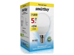 Лампа светодиодная SMARTBUY P45 5Вт 220V 3000K E14 (глоб, теплый свет) (1/10/50)