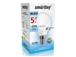 Лампа светодиодная SMARTBUY P45 5Вт 220V 4000K E14 (глоб, нейтральный свет) (1/10/50)