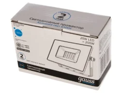 Прожектор светодиодный GAUSS Elementary 20W 1750lm IP65 6500К, холодный свет, черный 1/60