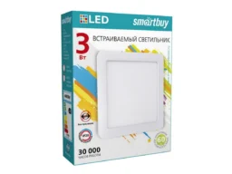 Светильник светодиодный SMARTBUY встраиваемый DL Square-3w/4000K/IP20 (SBL-DLSq-3-4K), квадратный