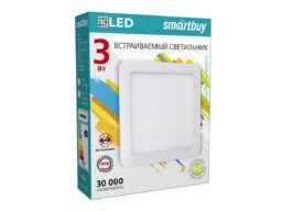 Светильник светодиодный SMARTBUY встраиваемый DL Square-3w/6500K/IP20 (SBL-DLSq-3-65K), квадратный