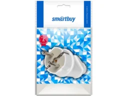 Вилка SMARTBUY прямая с заземлением белая 16А 250В (SBE-16-P01-w) (1/50)