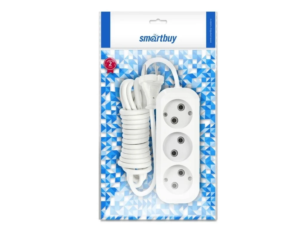 Удлинитель Smartbuy 3 гнезда 15 метров 10А/2,2кВт без заземления ПВС 2х1,0 (SBE-10-3-15-N) (1/12)