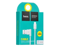 Кабель USB - микро USB HOCO UPM10, 1.2м, круглый, 2.1A, силикон, боковой, цвет: белый (1/50/500)