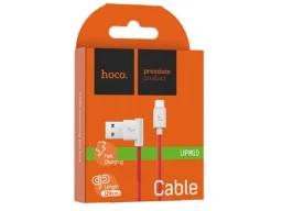 Кабель USB - микро USB HOCO UPM10, 1.2м, круглый, 2.1A, силикон, боковой, цвет: красный