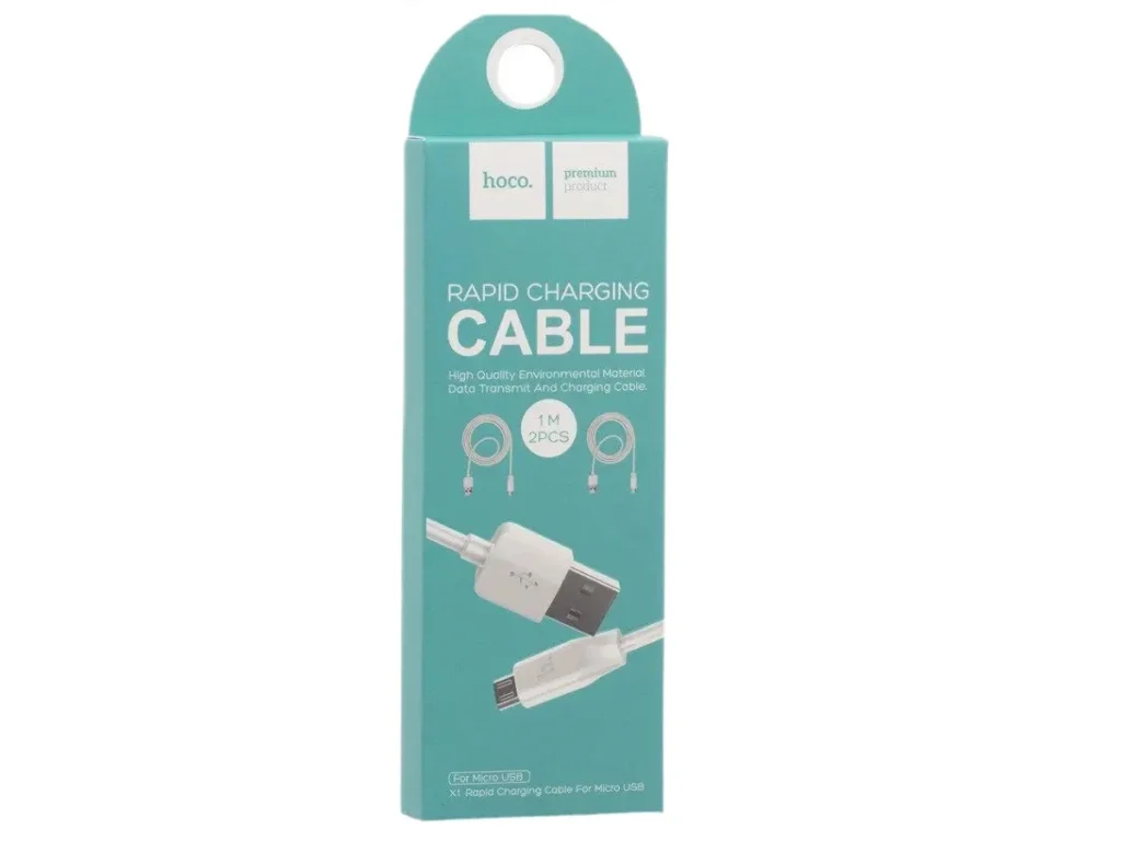 Кабель USB - микро USB HOCO X1 Rapid, 1.0м, круглый, 2.1A, силикон, цвет: белый, 2шт.(1/30/300)