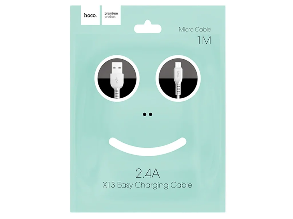 Кабель USB - микро USB HOCO X13 Easy, 1.0м, круглый, 2.4A, силикон, цвет: белый (1/36/360)
