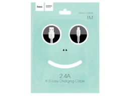 Кабель USB - микро USB HOCO X13 Easy, 1.0м, круглый, 2.4A, силикон, цвет: белый (1/36/360)