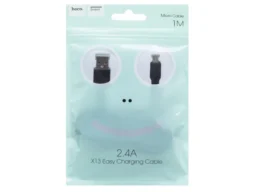 Кабель USB - микро USB HOCO X13 Easy, 1.0м, круглый, 2.4A, силикон, цвет: чёрный (1/36/360)