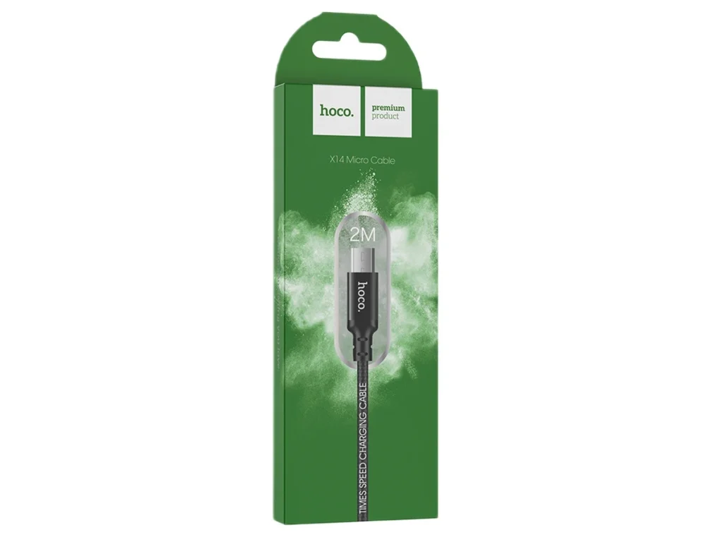 Кабель USB - микро USB HOCO X14 Times speed, 2.0м, круглый, 2.0A, ткань, цвет: чёрный (1/33/330)