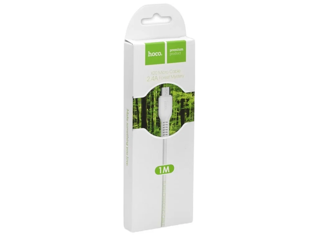 Кабель USB - микро USB HOCO X20, 1.0м, круглый, 2.1A, силикон, цвет: белый (1/30/300)