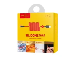Кабель USB - микро USB HOCO X21, 1.0м, круглый, 2.0A, силикон, цвет: красный, с чёрным коннектором