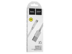 Кабель USB - микро USB HOCO X5 Bamboo, 1.0м, плоский, 2.1A, силикон, цвет: белый (1/30/300)