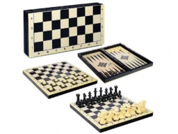 Игра 3 в 1 доска 40х40 Дерево+пластик (шахматы, шашки, нарды)