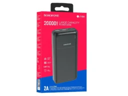 Акк.внешн. Borofone BJ16A, Cube, 20000mAh, пластик, 2 USB выхода, Type-C, 2.0A, цвет: чёрный (1/37)