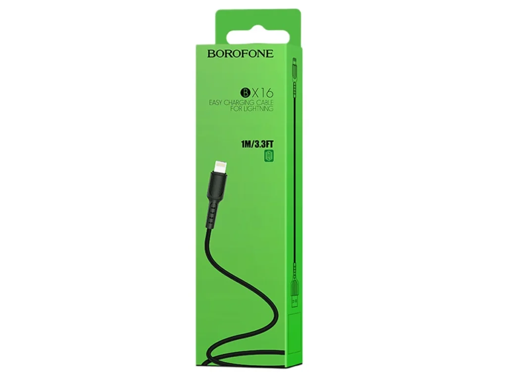 Кабель USB - 8 pin Borofone BX16 Easy, 1.0м, круглый, 2.0A, ПВХ, цвет: чёрный(1/648)