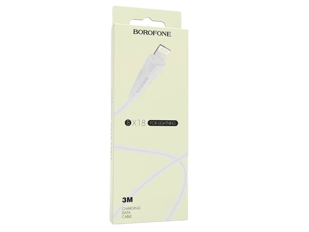Кабель USB - 8 pin Borofone BX18 Optimal, 3.0м, круглый, 1.6A, ПВХ, цвет: белый(1/360)