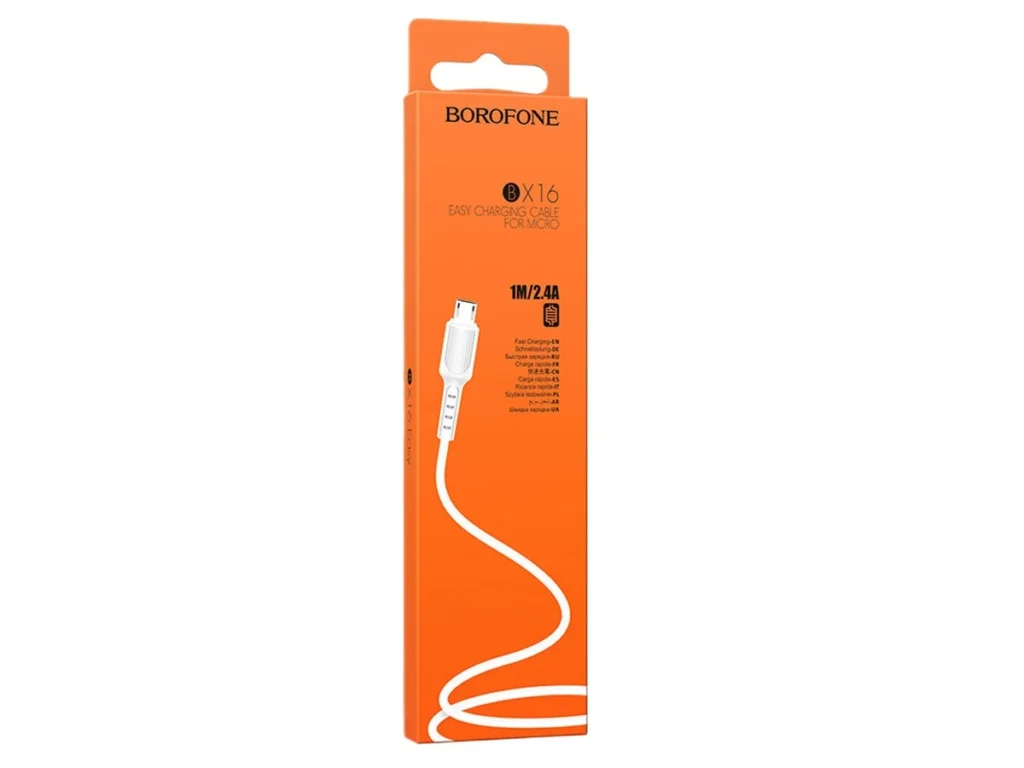 Кабель USB - микро USB Borofone BX16 Easy, 1.0м, круглый, 2.0A, ПВХ, цвет: белый(1/648)