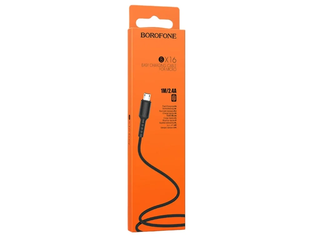 Кабель USB - микро USB Borofone BX16 Easy, 1.0м, круглый, 2.0A, ПВХ, цвет: чёрный(1/648)