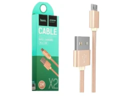 Кабель USB - микро USB HOCO X2, 1.0м, круглый, 2.1A, ткань, в переплёте, цвет: золотой(1/30/300)
