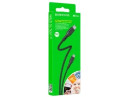 Кабель Type-C - Type-C Borofone BX66 Wide, 1.0м, круглый, 3,0А, силикон, PD, 60W, цвет:чёрный(1/360)