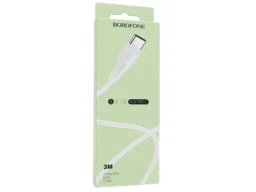 Кабель USB - Type-C Borofone BX18 Optimal, 3.0м, круглый, 3.0A, силикон, цвет: белый (1/360)