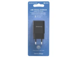 Блок питания сетевой 1 USB Borofone BA20A, Sharp, 2100mA, пластик, цвет: черный (1/65/260)