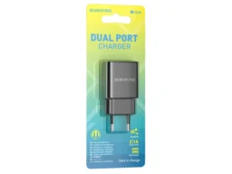 Блок питания сетевой 2 USB Borofone BA53A, Powerway, 2100mA, пластик, цвет: чёрный(1/65/260)