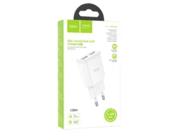 Блок питания сетевой 2 USB HOCO C88A Star, 2400mA, пластик, цвет: белый(1/12/120)