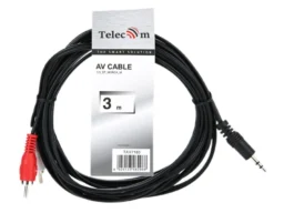 Кабель соединительный TELECOM 3.5 Jack (M) / 2xRCA (M), стерео, аудио, 3 м. (1/100)