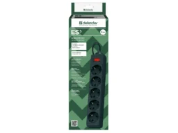 Сетевой фильтр DEFENDER ES, 5 розеток, ПВС 3*1,0 мм2, мощность 2200 Вт, ток 10А, чёрный, 5 м (1/35)