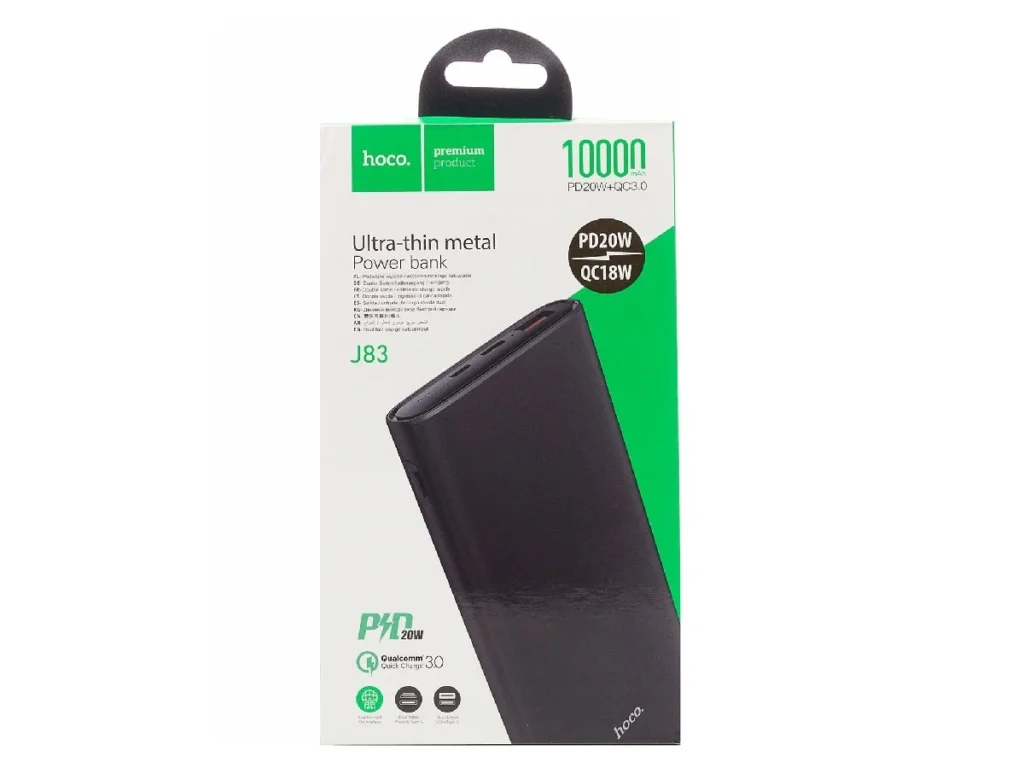 Акк.внешн. HOCO J83, Standard, 10000mAh, цвет: чёрный (1/24)