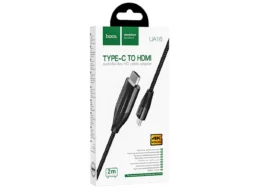 Кабель HDMI - Type-C HOCO UA16 HD, 2.0м, круглый, ткань, силикон, поддержка 4К, цвет: серый (1/28/16