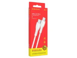 Кабель Type-C - Type-C Borofone BX51 Triumph, 1.0м, круглый, 3,0А, пластик, PD60W, цвет: белый (1/36