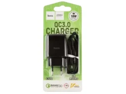 СЗУ 1 USB HOCO C72Q Glorious, 3A, пластик, QC3.0, кабель микро USB, цвет: чёрный