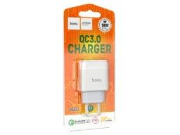 Блок питания сетевой 1 USB HOCO C72Q, Glorious, 3A, пластик, QC3.0, цвет: белый