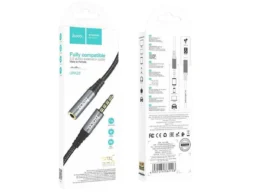 Кабель AUX, Jack 3,5mm(m) - Jack 3,5mm(f) HOCO UPA20, 1.0м, круглый, нейлон, цвет: серый (1/37/370)