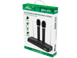 Беспроводная микрофонная система RITMIX RWM-210, 2 микрофона, 87.5 - 92 МГц, 2 канала, черный