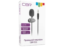 Микрофон проводной "петличка" CBR CBM 011 для ПК, разъём мини-джек 3,5 мм, кабель 1,8 м, чёрный