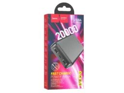 Акк.внешн. HOCO J100A, 20000mAh, пластик, индикатор, 2 USB выхода, микро USB, Type-C, 2.0A, чёрный