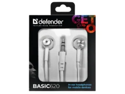Наушники DEFENDER Basic 620, белый, вакуумные, шнур 1,1м (1/50)